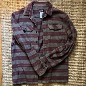 Patagonia Men's Striped Shirt - Brown and Gray